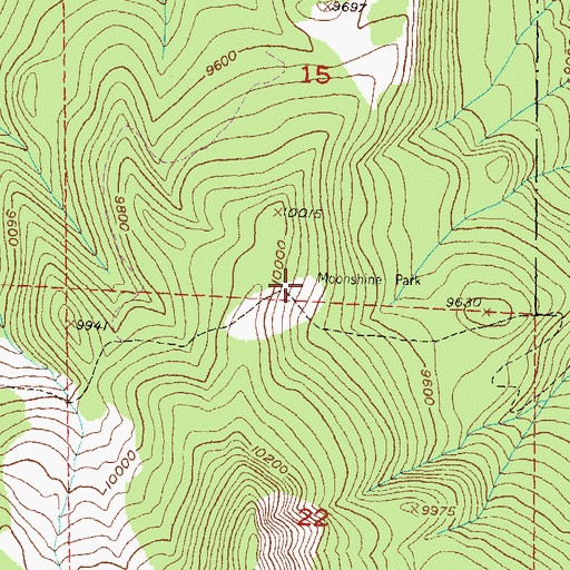 Topographic Map of Moonshine Park, CO