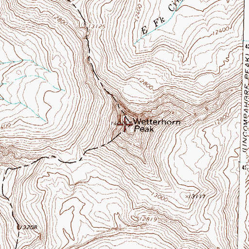 Topographic Map of Wetterhorn Peak, CO