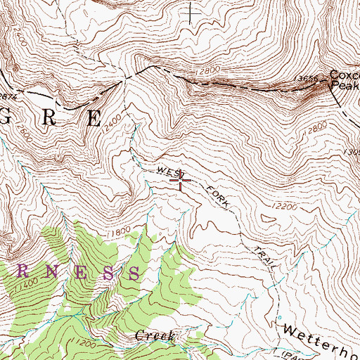 Topographic Map of West Fork Trail, CO