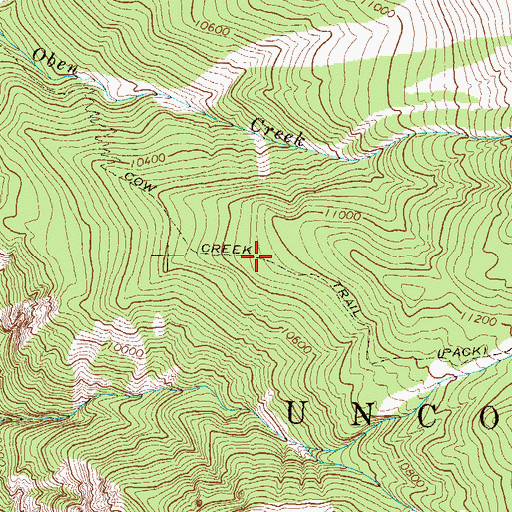 Topographic Map of Cow Creek Trail, CO