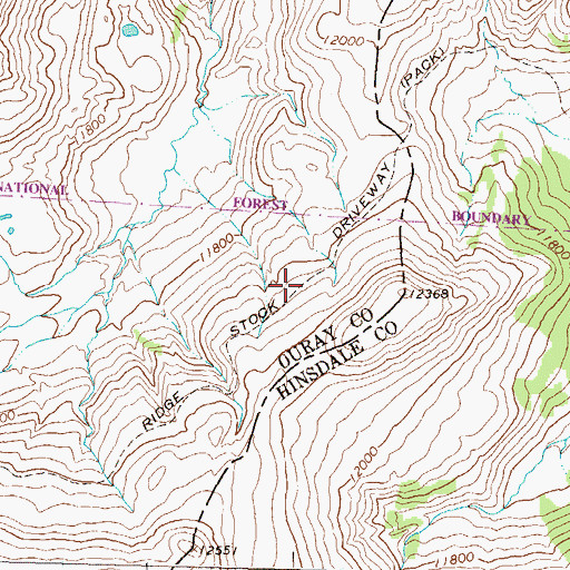 Topographic Map of Ridge Stock Driveway, CO