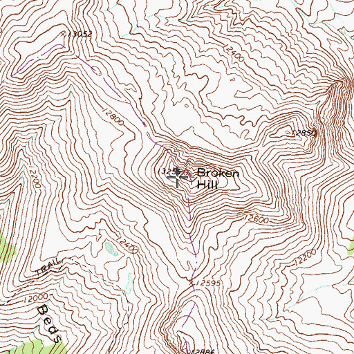 Topographic Map of Broken Hill, CO