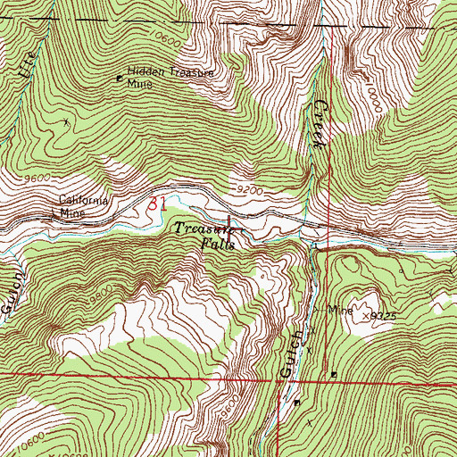 Topographic Map of Treasure Falls, CO
