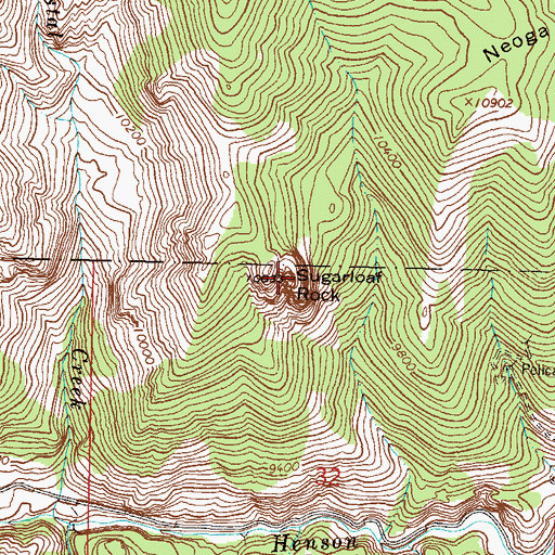 Topographic Map of Sugarloaf Rock, CO