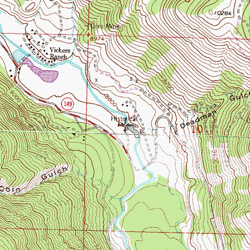 Topographic Map of Deadman Gulch, CO