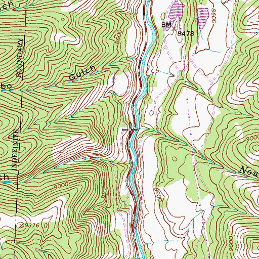 Topographic Map of Nourse Creek, CO