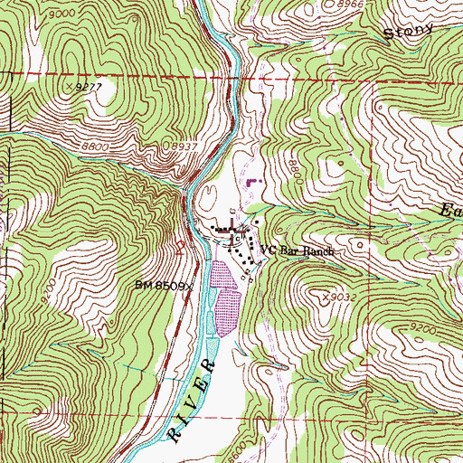 Topographic Map of V C Bar Ranch, CO