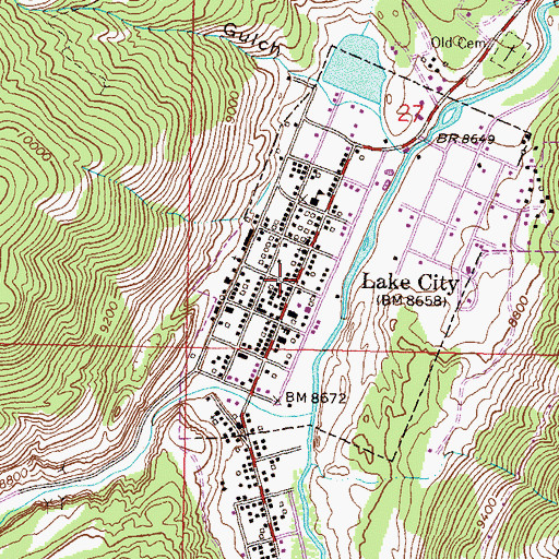 Topographic Map of Lake City, CO