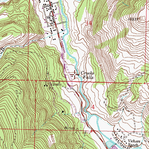 Topographic Map of Crooke Falls, CO