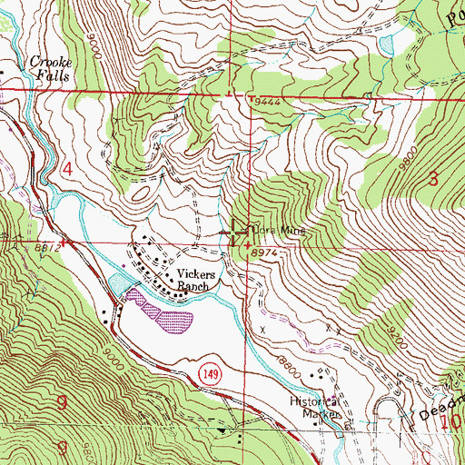 Topographic Map of Cora Mine, CO