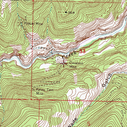 Topographic Map of Cleveland Mine, CO