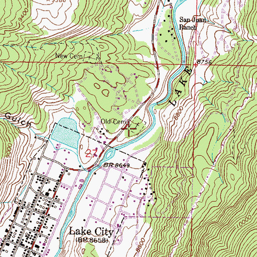 Topographic Map of Old Cemetery, CO