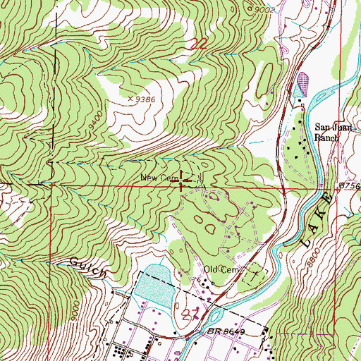Topographic Map of New Cemetery, CO