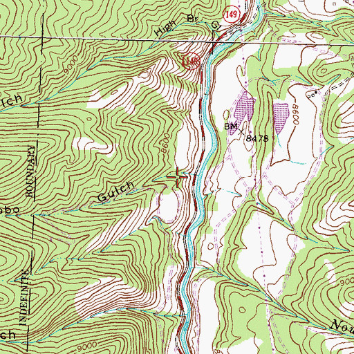 Topographic Map of Hobo Gulch, CO