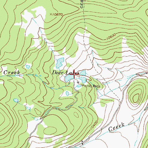 Topographic Map of Deer Lakes, CO