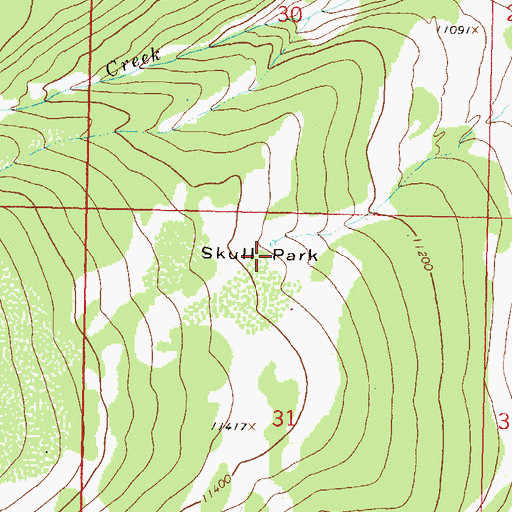 Topographic Map of Skull Park, CO