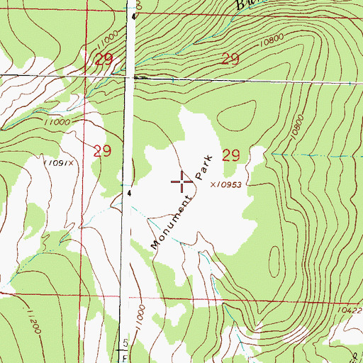 Topographic Map of Monument Park, CO