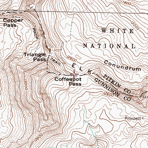 Topographic Map of Coffeepot Pass, CO