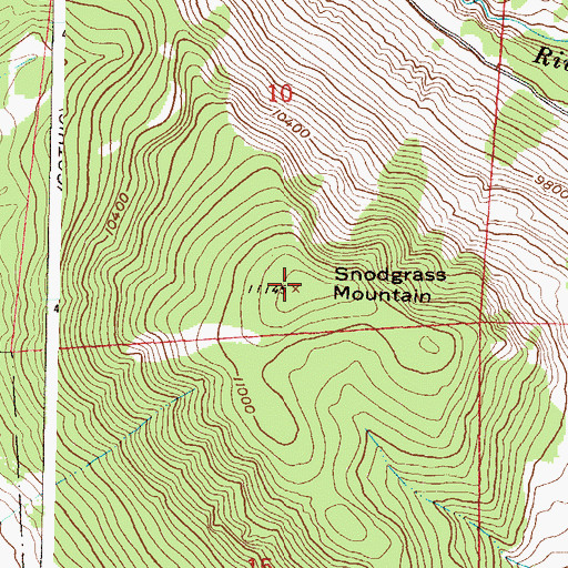 Topographic Map of Snodgrass Mountain, CO