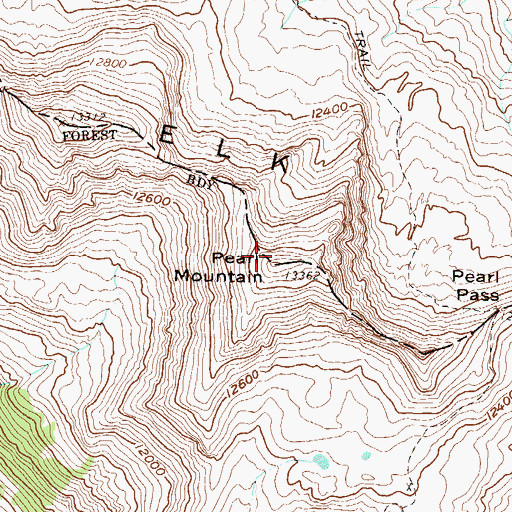 Topographic Map of Pearl Mountain, CO