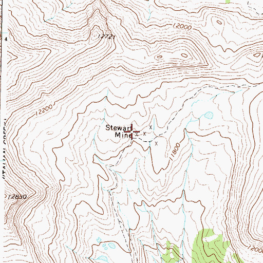 Topographic Map of Stewart Mine, CO