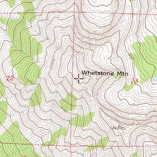 Topographic Map of Whetstone Mountain, CO