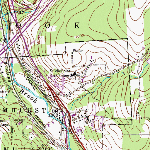 Topographic Map of Saint Gregorys Academy, PA