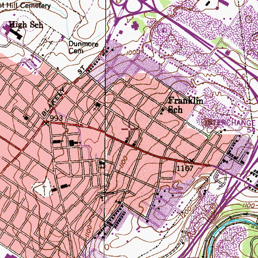 Topographic Map of Bishop O'Hara High School, PA