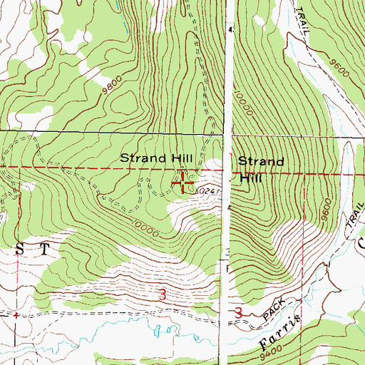 Topographic Map of Strand Hill, CO