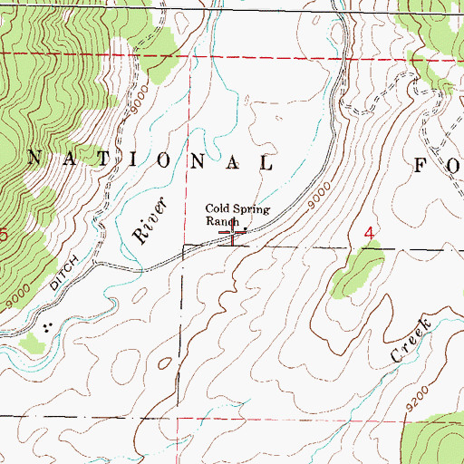 Topographic Map of Cold Spring Ranch, CO