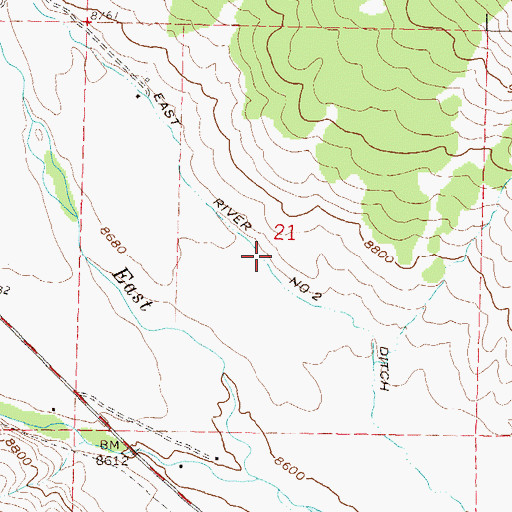 Topographic Map of East River Number 2 Ditch, CO