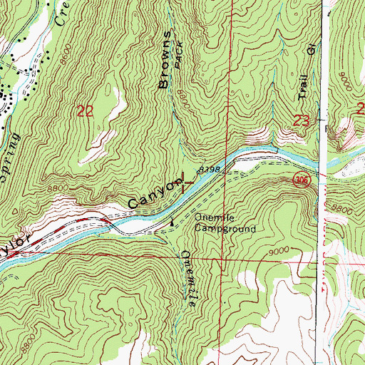Topographic Map of Browns Gulch, CO