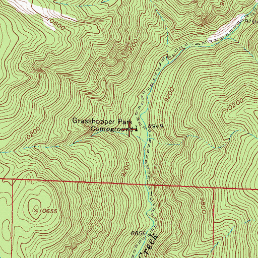 Topographic Map of Grasshopper Park Campground, CO