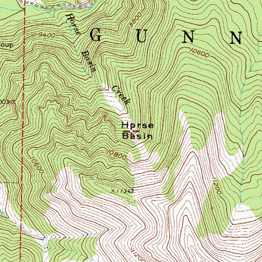 Topographic Map of Horse Basin, CO