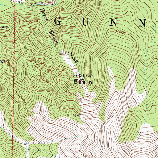 Topographic Map of Horse Basin, CO
