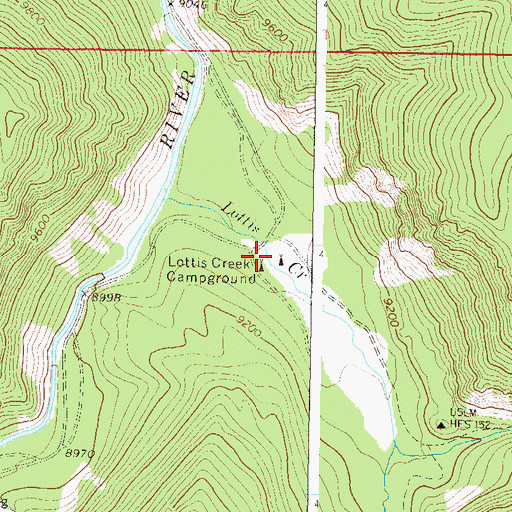 Topographic Map of Lottis Creek Campground, CO