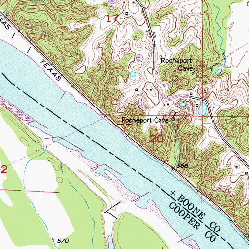 Topographic Map of Big Manitou Bluffs, MO
