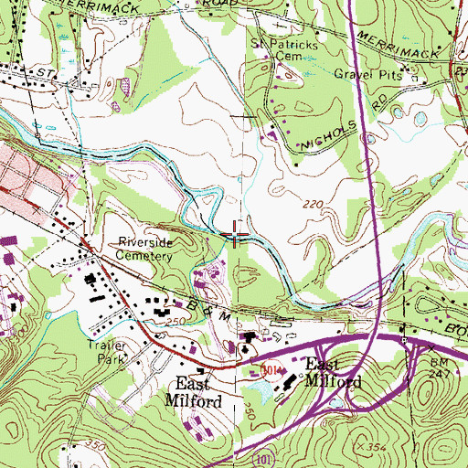 Topographic Map of Medlyn-Woods Brook, NH