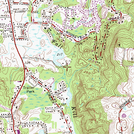 Topographic Map of Eleanor Roosevelt National Historic Site, NY