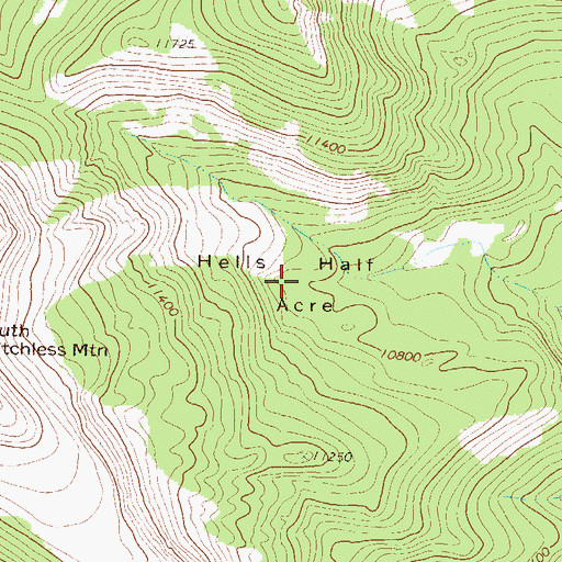 Topographic Map of Hells Half Acre, CO