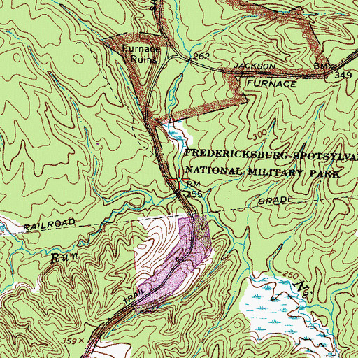 Topographic Map of Fredericksburg and Spotsylvania National Military Park, VA