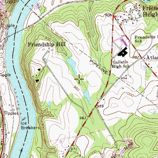 Topographic Map of Friendship Hill National Historic Site, PA