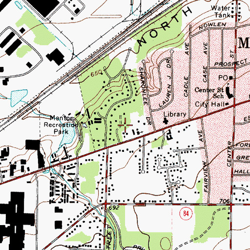 Topographic Map of James A Garfield National Historic Site, OH