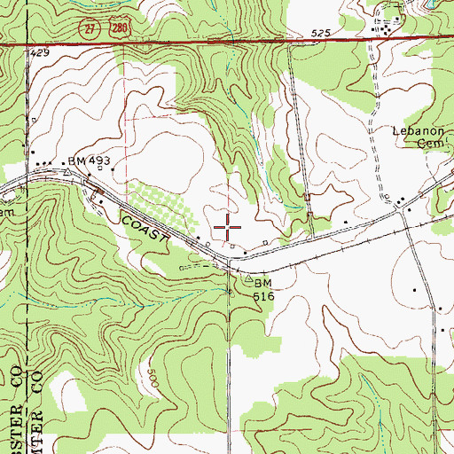 Topographic Map of Jimmy Carter National Historic Site, GA