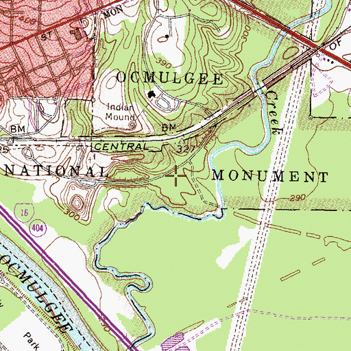 Topographic Map of Ocmulgee National Monument, GA
