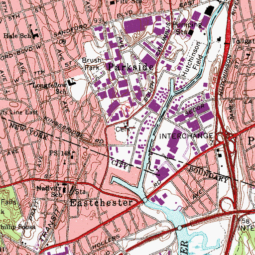 Topographic Map of Saint Paul's Church National Historic Site, NY