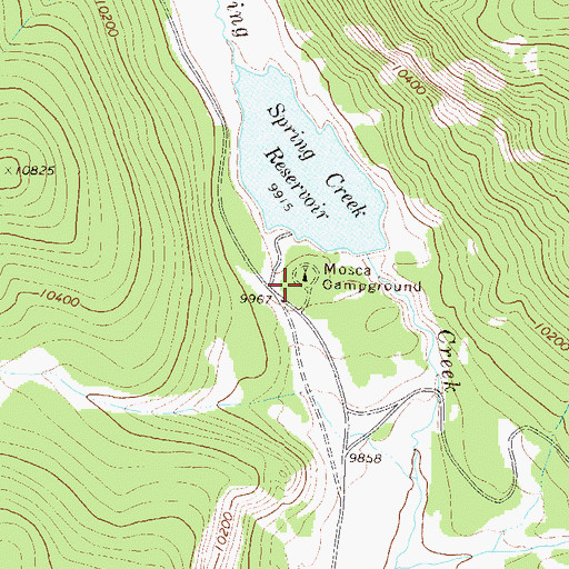 Topographic Map of Mosca Campground, CO