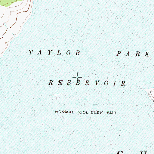 Topographic Map of Taylor Park Reservoir, CO