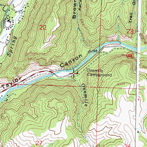 Topographic Map of Onemile Campground, CO
