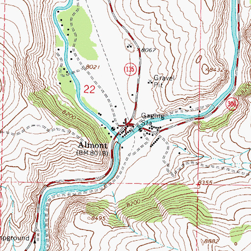 Topographic Map of Almont, CO